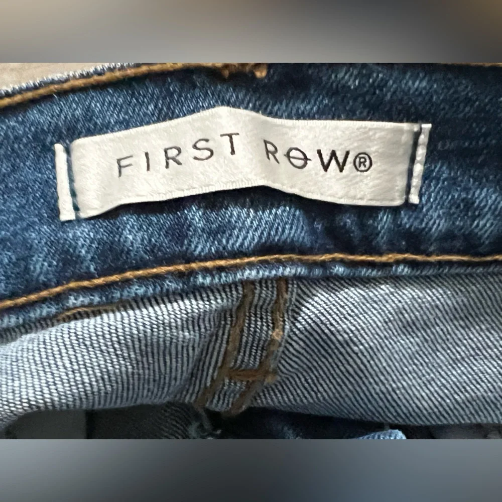 First Row Men's slim Flare distressed paint Jeans Blue Denim American Flag 32X33